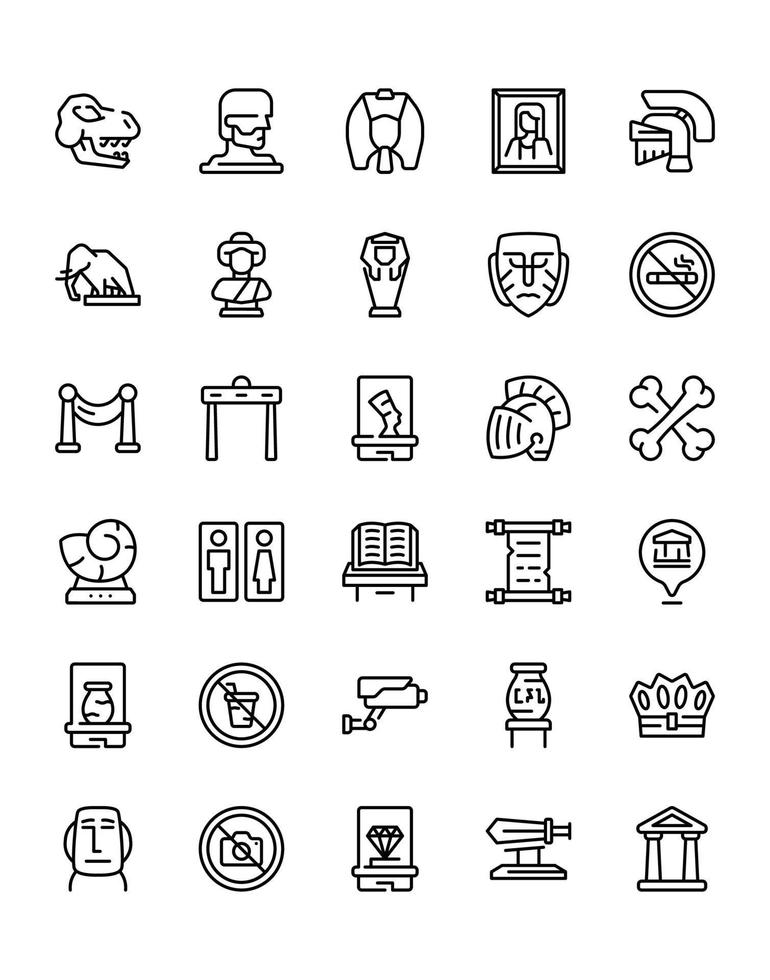 Museum Icon Set 30 isolated on white background vector