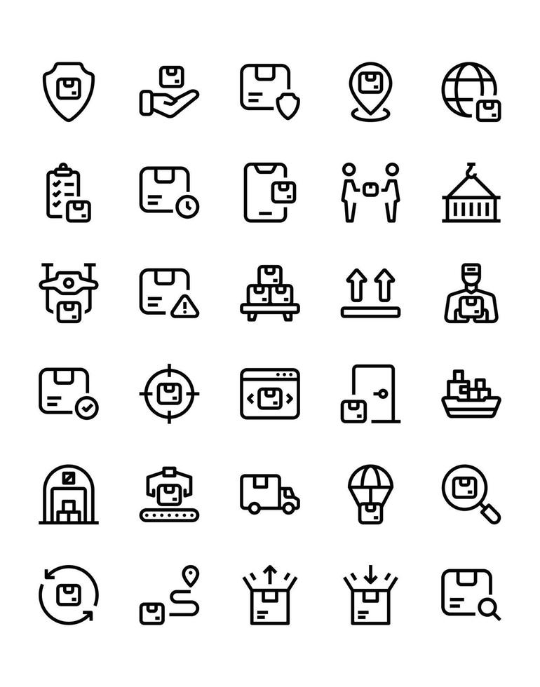 delivery Icon Set 30 isolated on white background vector