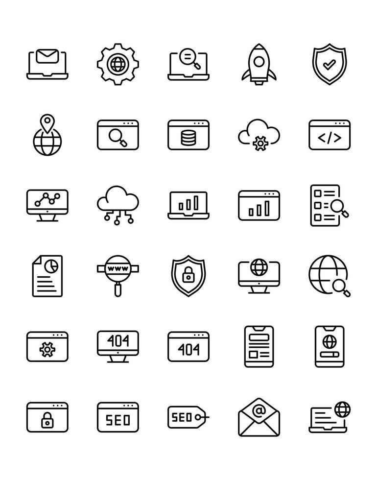 conjunto de iconos web y seo 30 aislado sobre fondo blanco vector