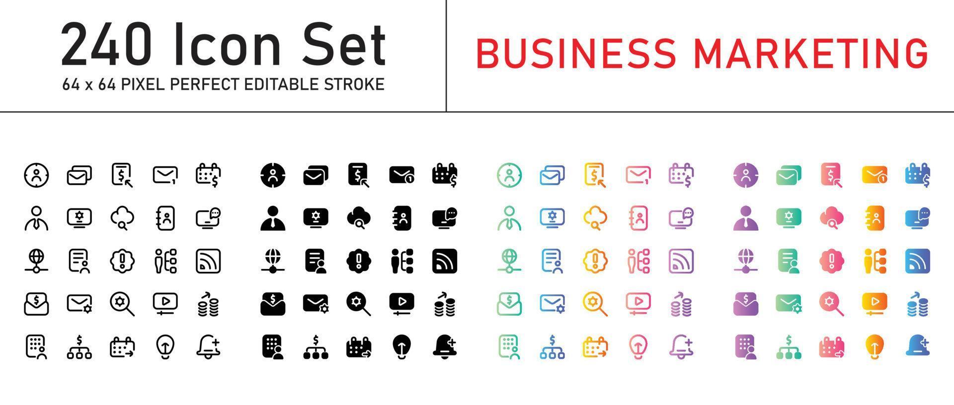 Business marketing Icon Set 30 isolated on white background vector