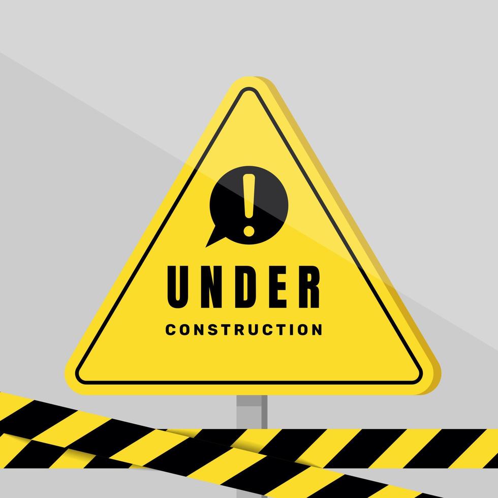 Yellow under construction flat sign. -  Vector. vector