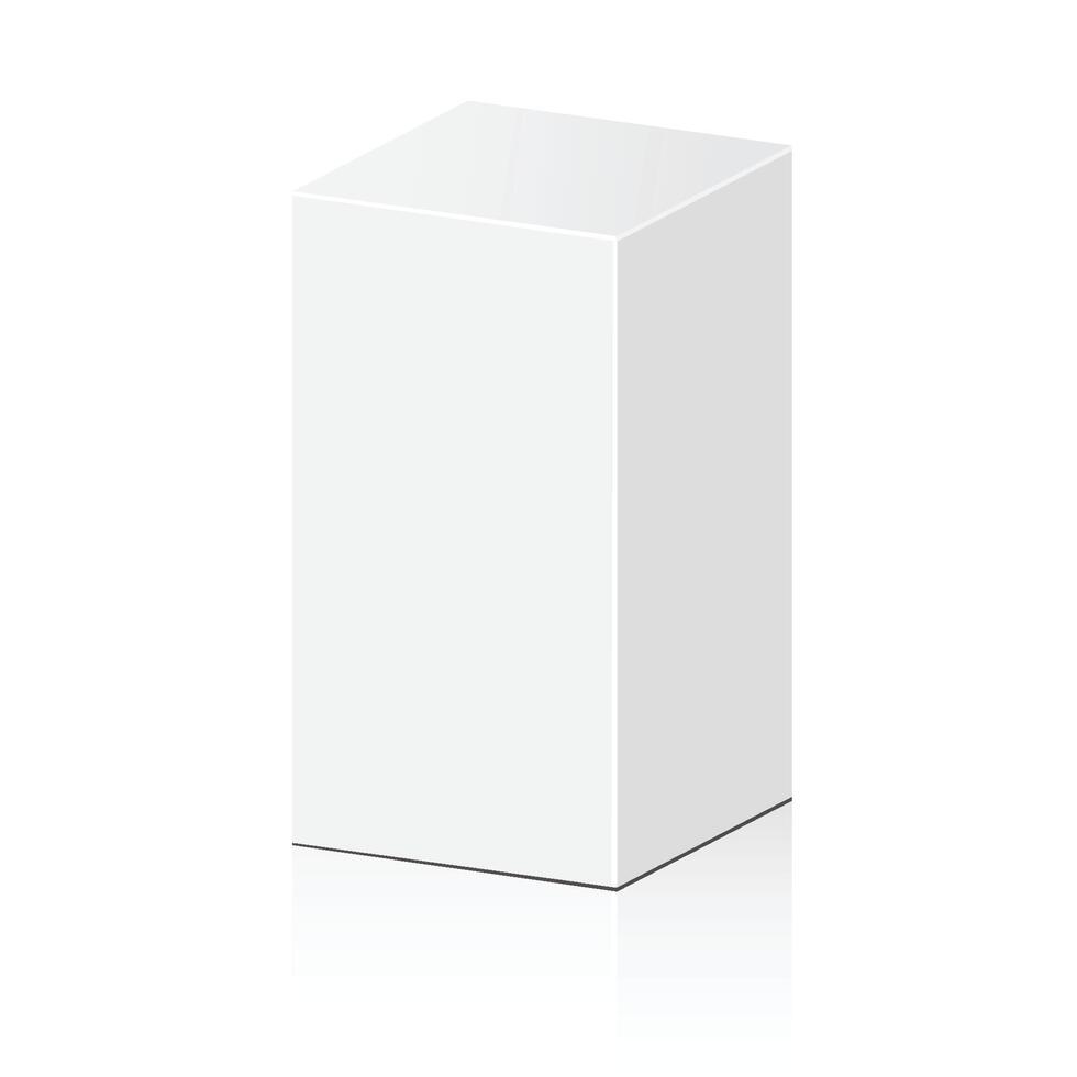 caja de cartón de producto blanco. ilustración aislada sobre fondo blanco. maqueta plantilla lista para su diseño. vector