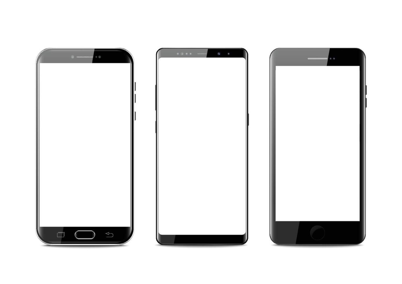 New realistic mobile black smartphone modern style. Vector smartphone isolated on white background. set of vector mockups.