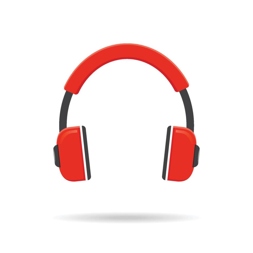 Vector red headphones icon isolated on modern white background