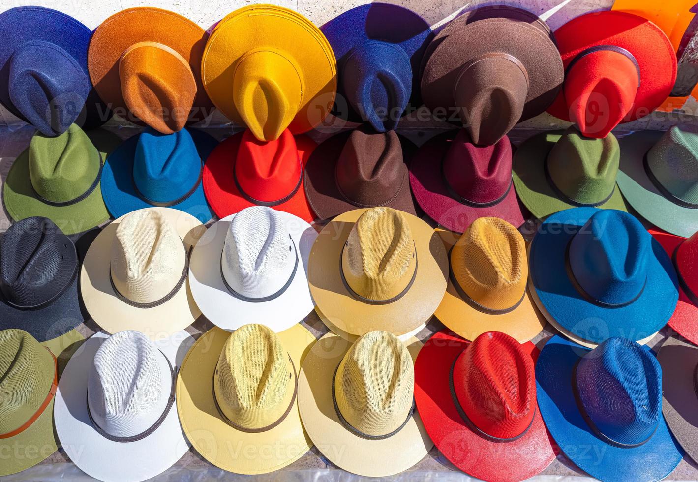 Leon colorful hats and sombreros for sale in Leons historic city center, one of the main city tourist attractions photo