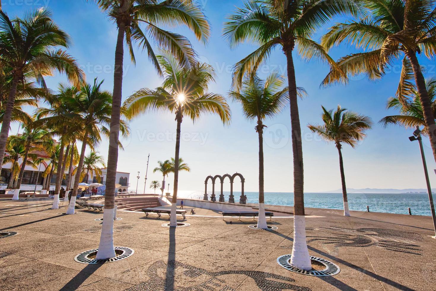 Puerto Vallarta colorful streets in historic city center near sea promenade Malecon and beaches photo