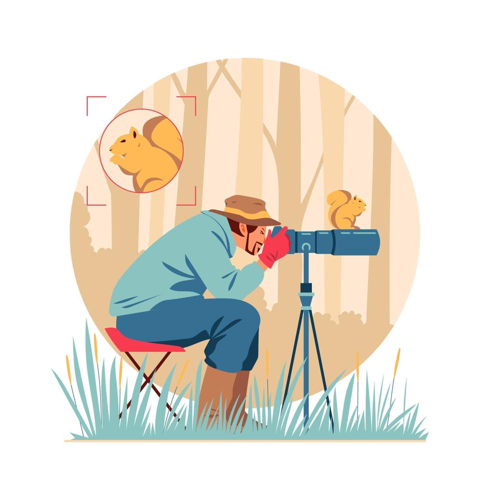 concepto de fotógrafo profesional de la naturaleza vector