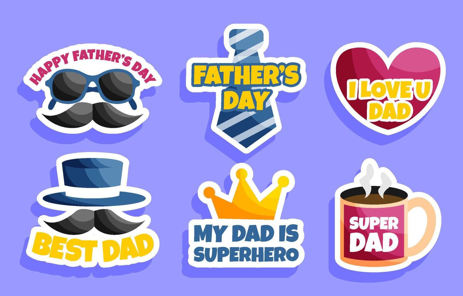 Happy Father Day Sticker Set vector