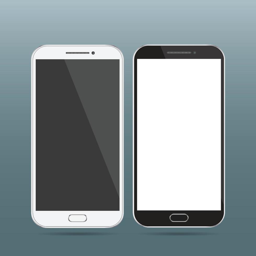 nuevas maquetas realistas de teléfonos inteligentes con pantalla en blanco aislada. vector