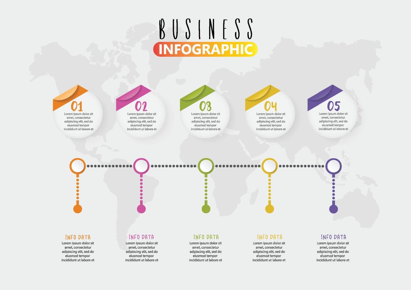 visualización de datos comerciales. diagrama del proceso. elementos abstractos de gráfico, diagrama con 5 pasos, opciones, partes o procesos. plantilla de negocio vectorial para presentación. concepto creativo para infografía. vector