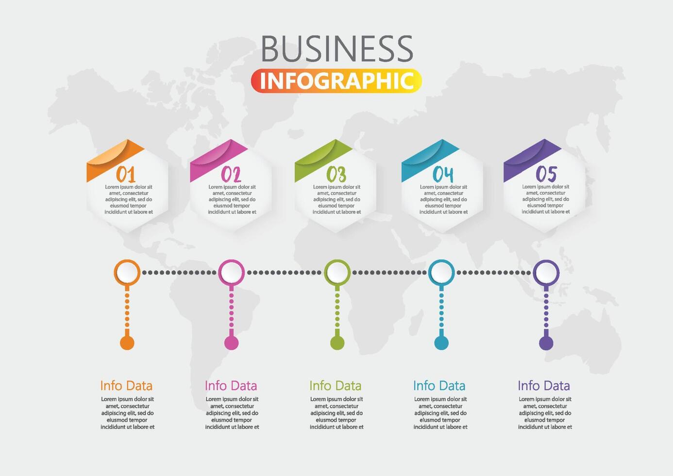 visualización de datos comerciales. diagrama del proceso. elementos abstractos de gráfico, diagrama con 5 pasos, opciones, partes o procesos. plantilla de negocio vectorial para presentación. concepto creativo para infografía. vector