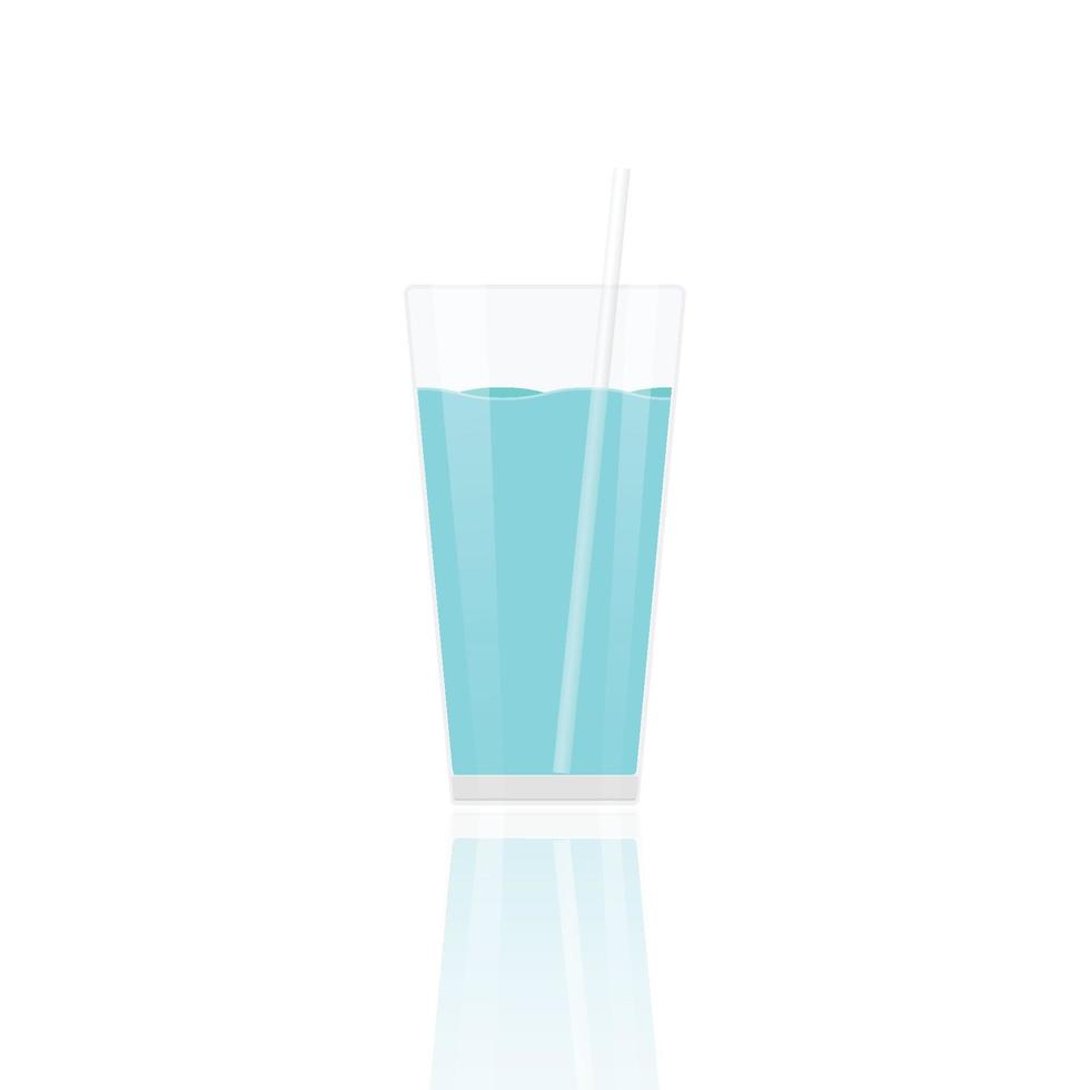 Realistic glass full of water drink with isolated on white background vector illustration