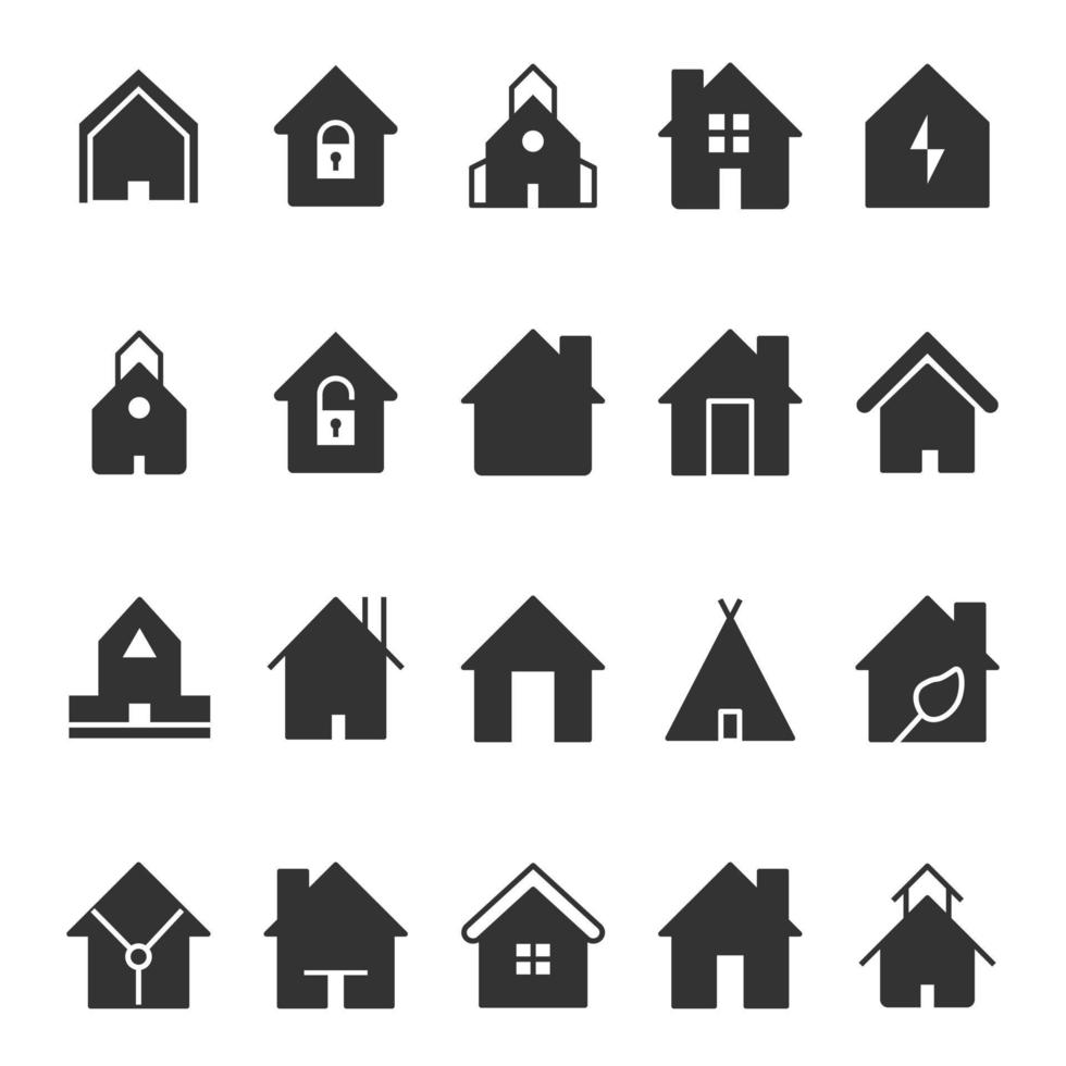 Set of home icon, Thin solid shape of house vector. vector