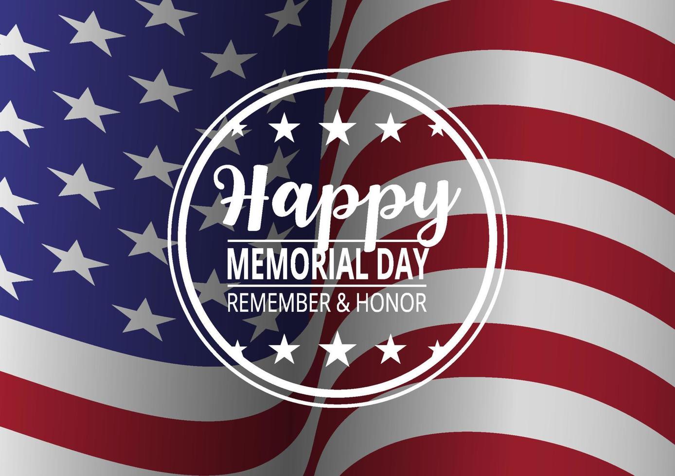 Waving USA flag background. Memorial day graphic vector illustration.