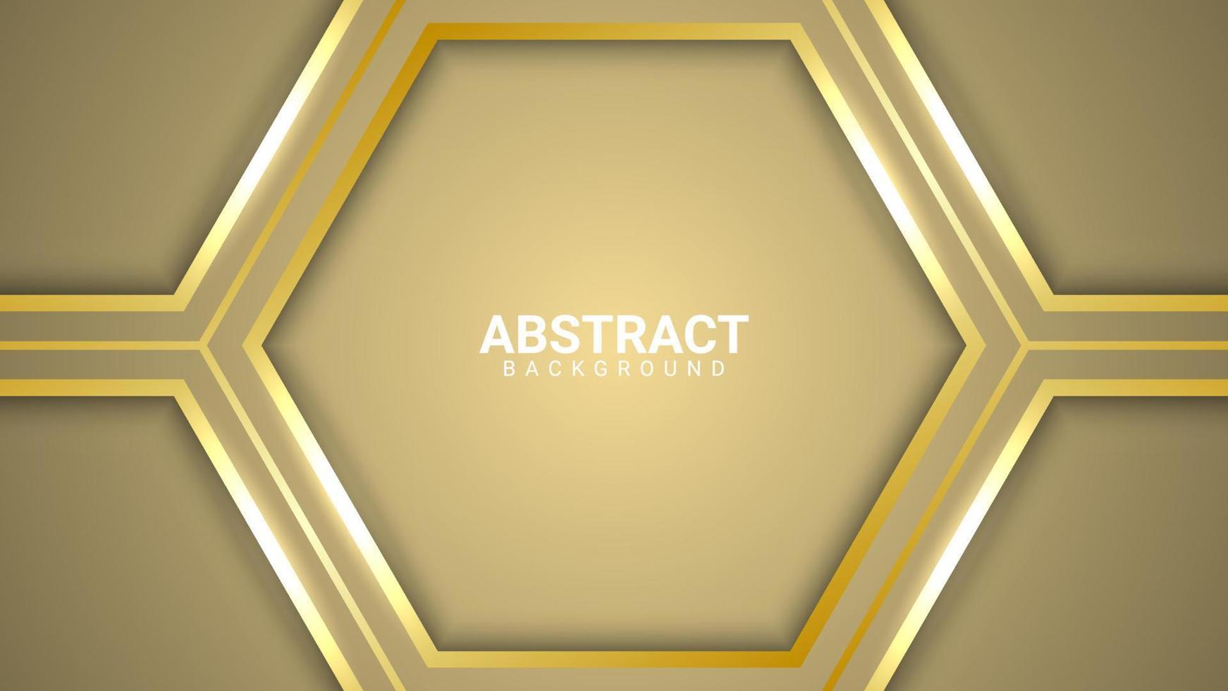 hexagon shape background with golden lines vector