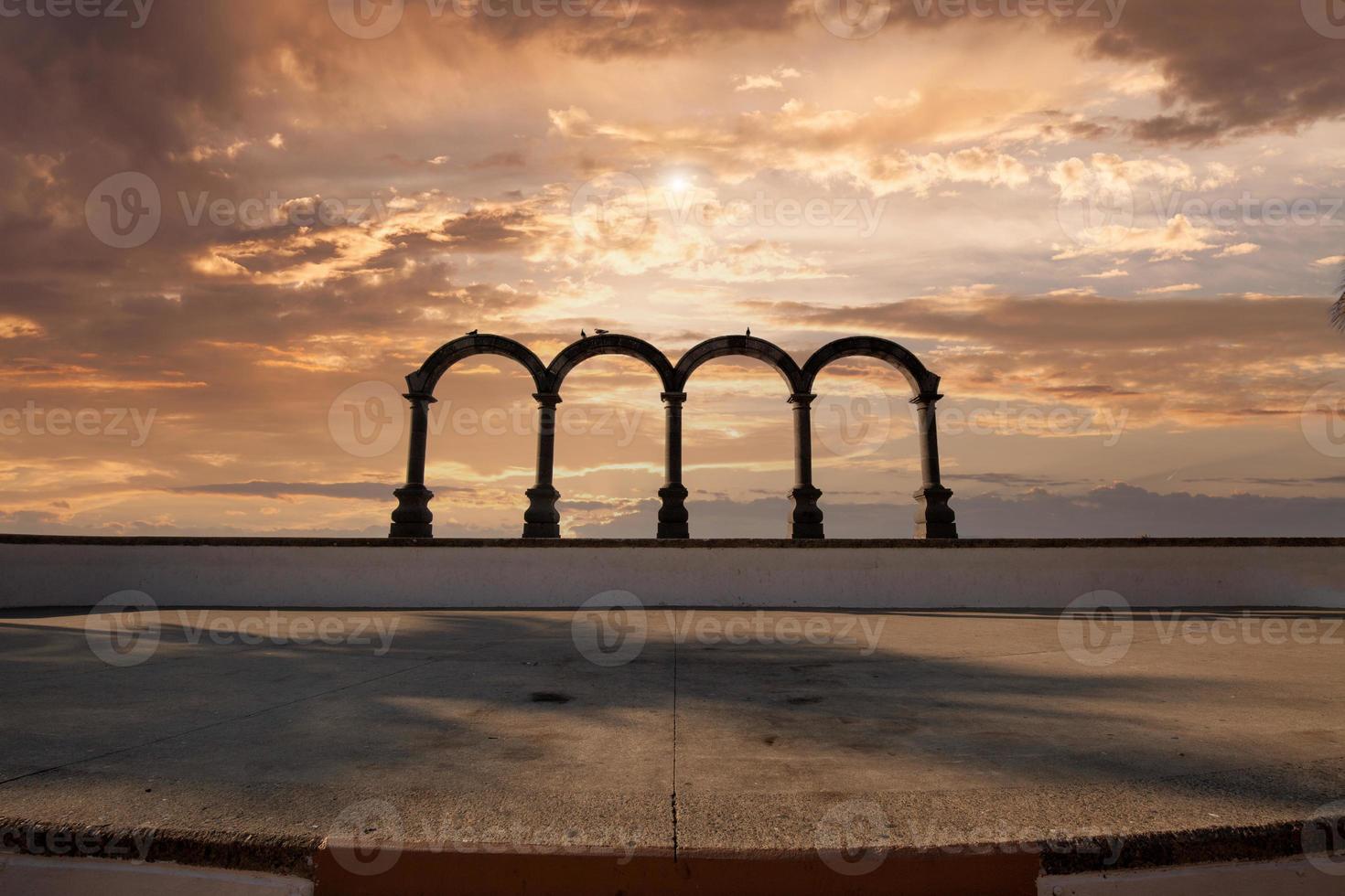 Famous Puerto Vallarta sea promenade, El Malecon, with ocean lookouts, beaches, scenic landscapes hotels and city views photo