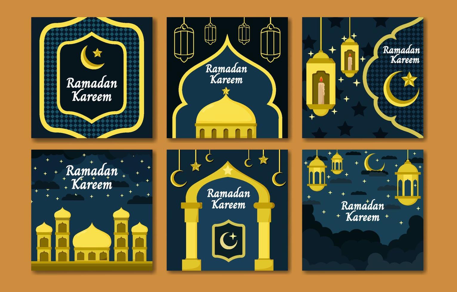 Collection Set of Flat Ramadan Month Social Media vector