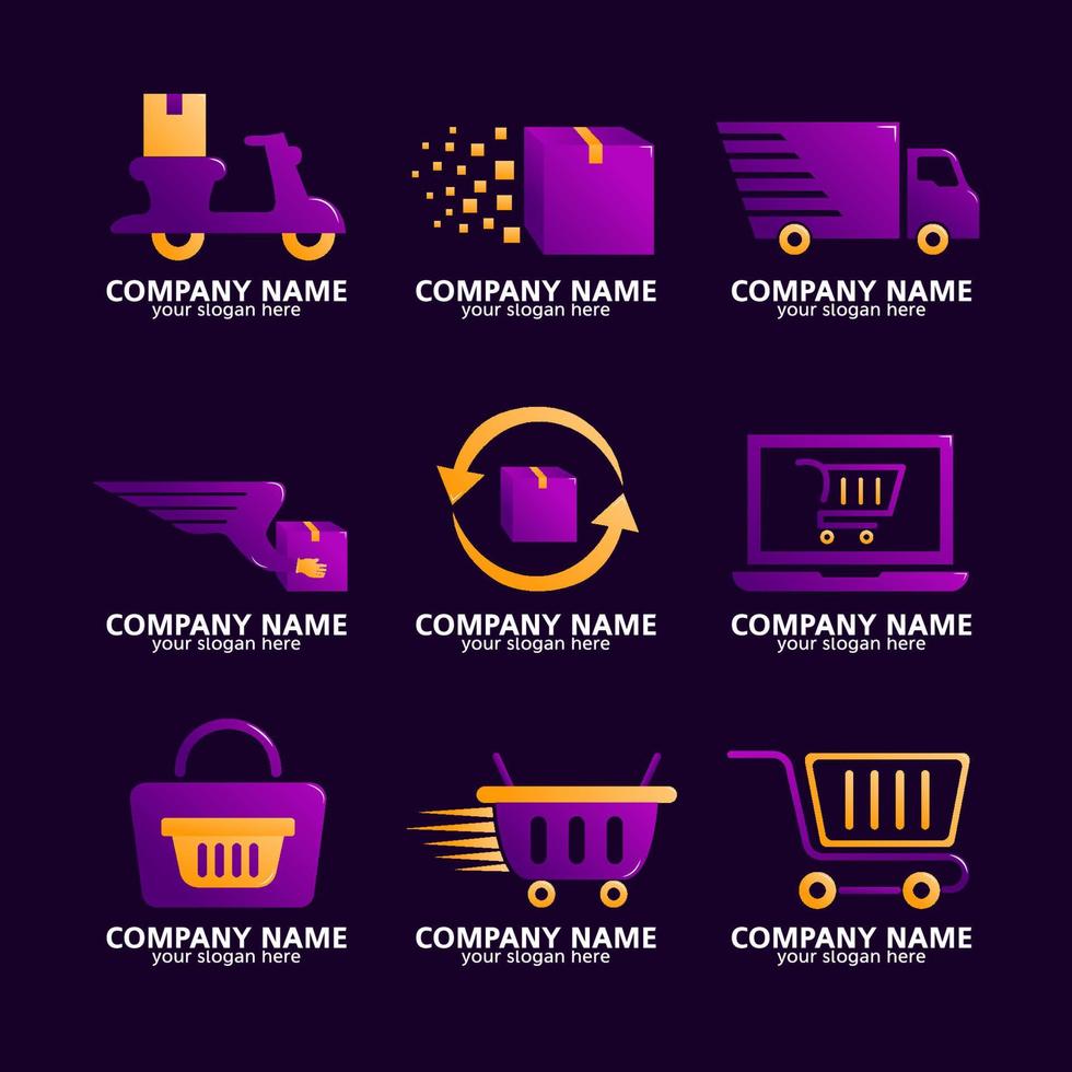 Set of Contactless Delivery Groceries Logo vector