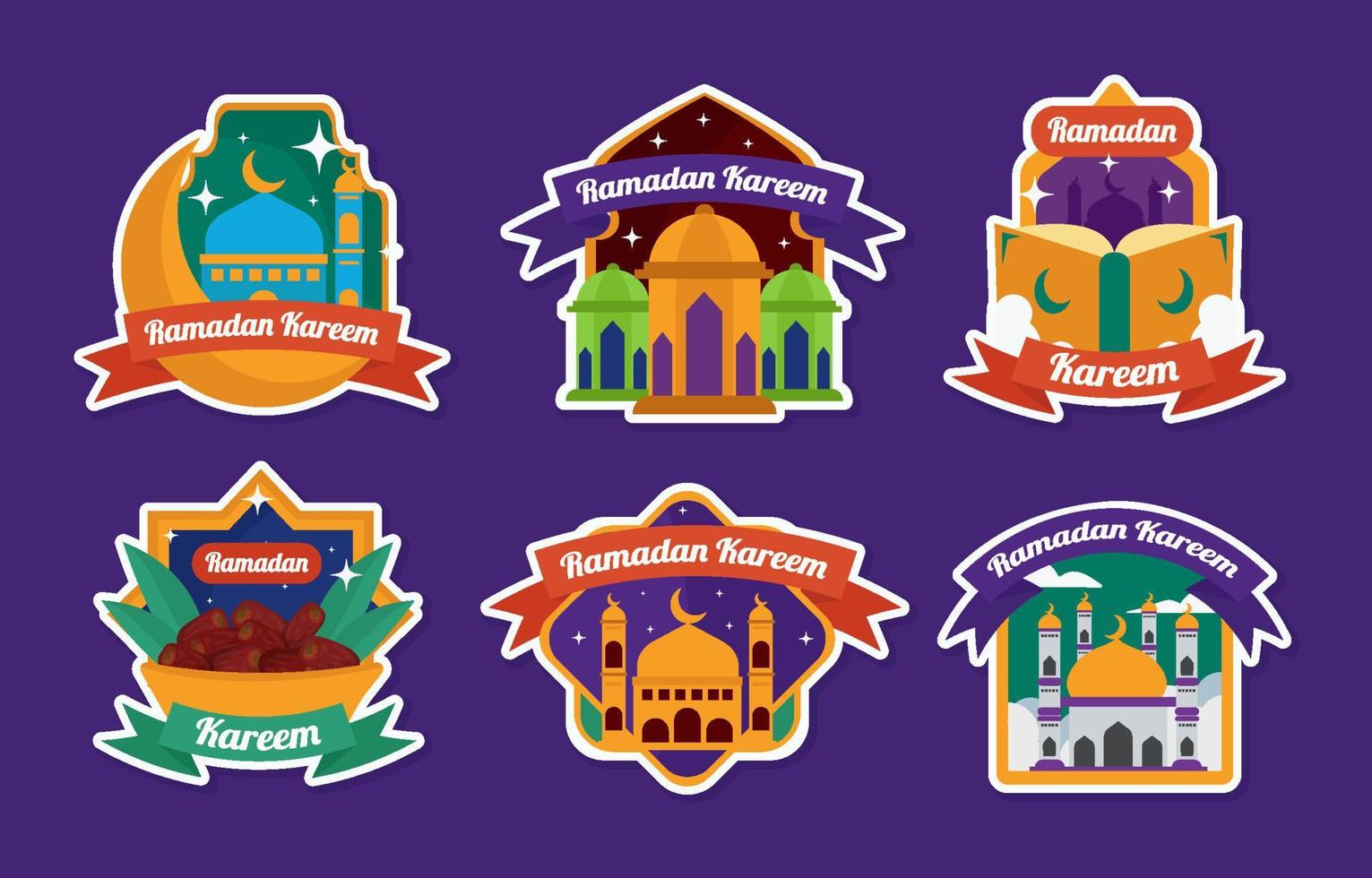 Collection Set of Ramadan Fasting Month Sticker vector