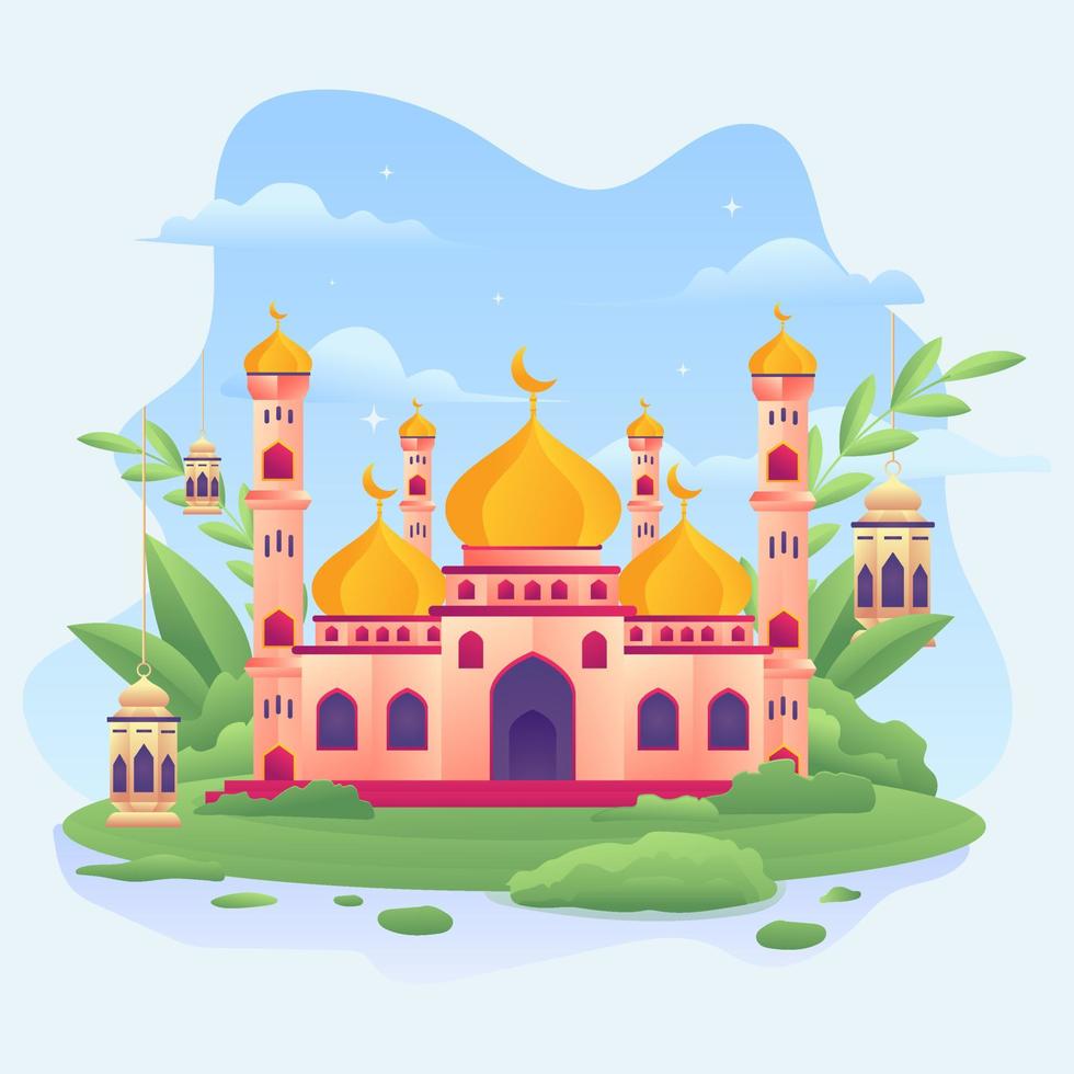 Concept of Ramadan Month Nature with Mosque vector