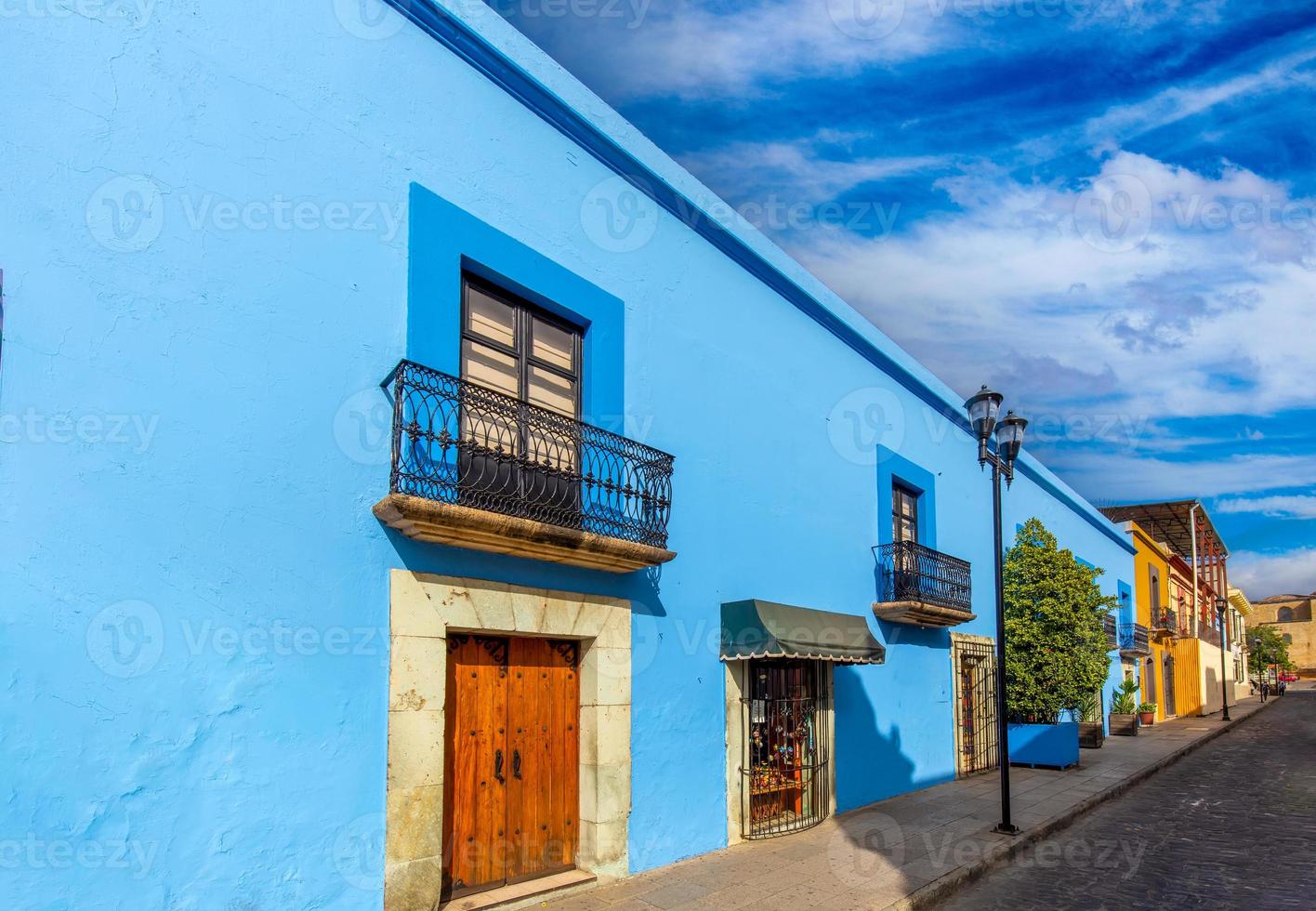 Oaxaca, Mexico, Scenic old city streets and colorful colonial buildings in historic city center photo