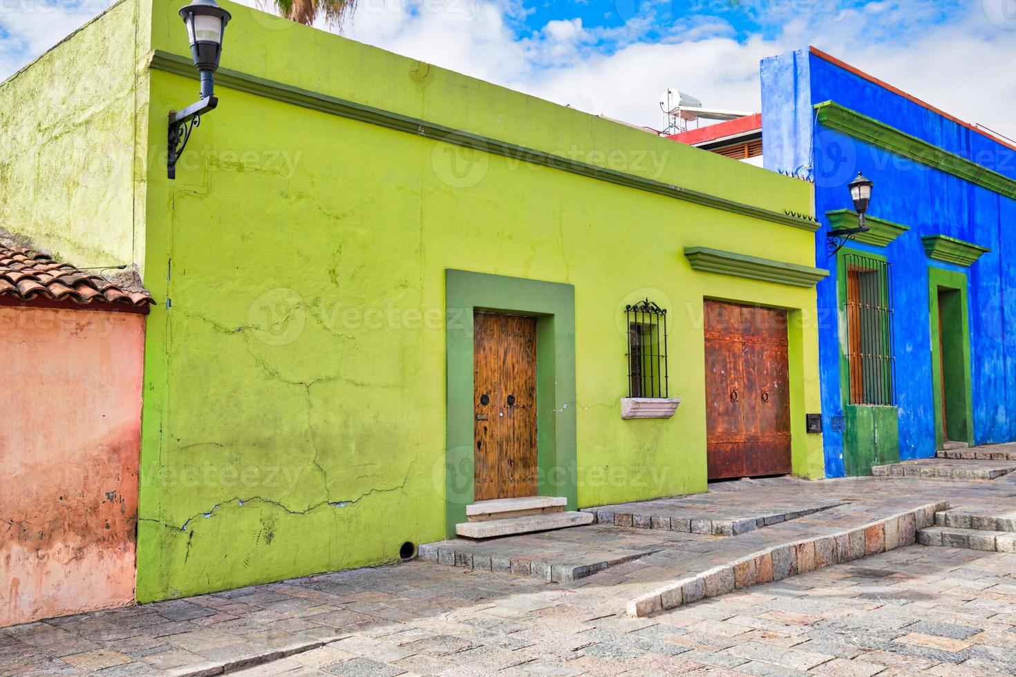 Oaxaca, Scenic old city streets and colorful colonial buildings in historic city center photo