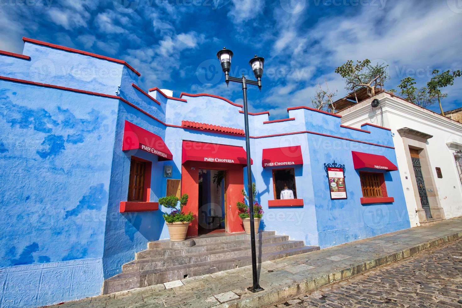 Scenic old city streets and colorful colonial buildings in historic city center photo