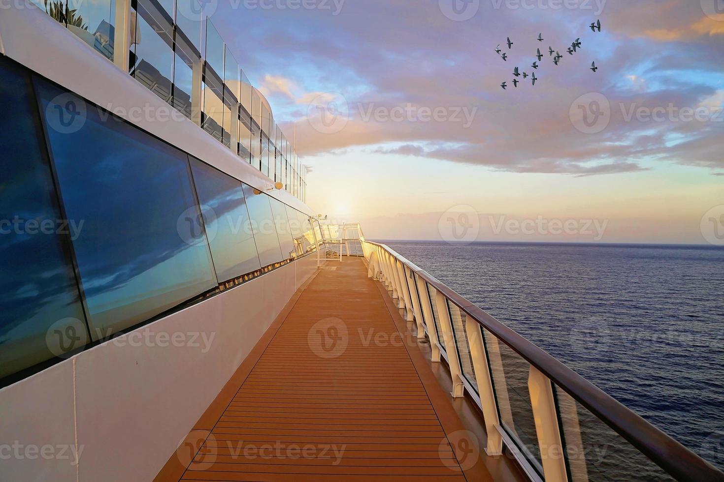 Luxury cruise ship heading to vacation cruise around Caribbean islands photo
