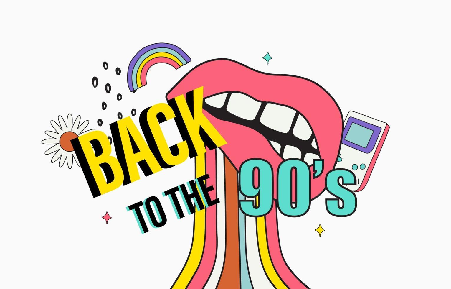 Retro 90s and 80s background design in pop music party 1990 vector