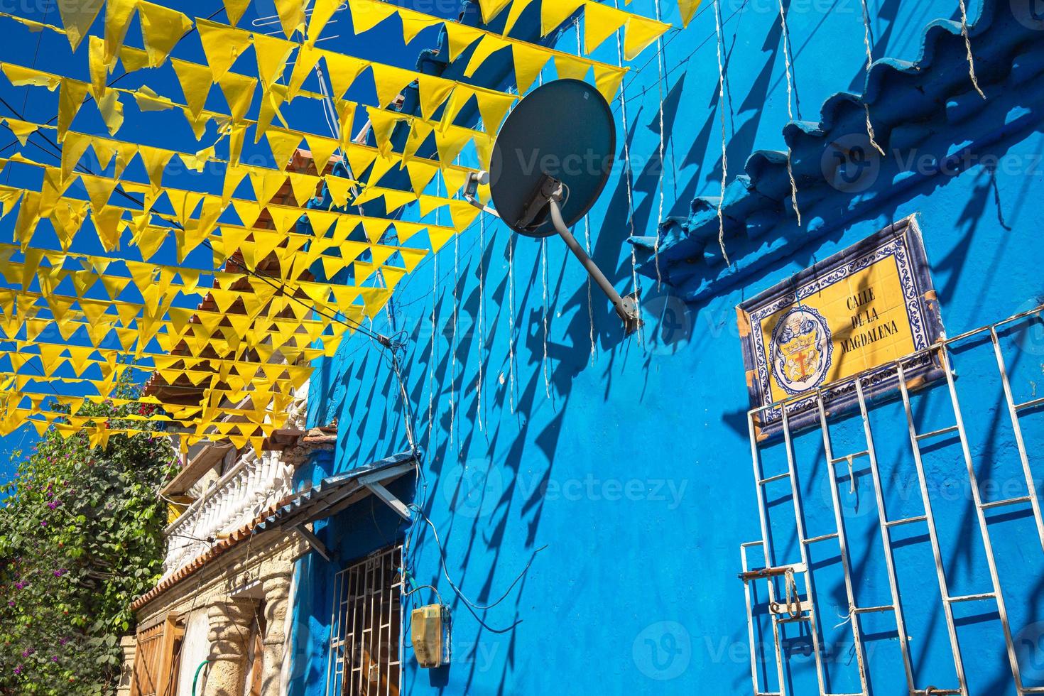 Scenic colorful streets of Cartagena in historic Getsemani district near Walled City, Ciudad Amurallada photo