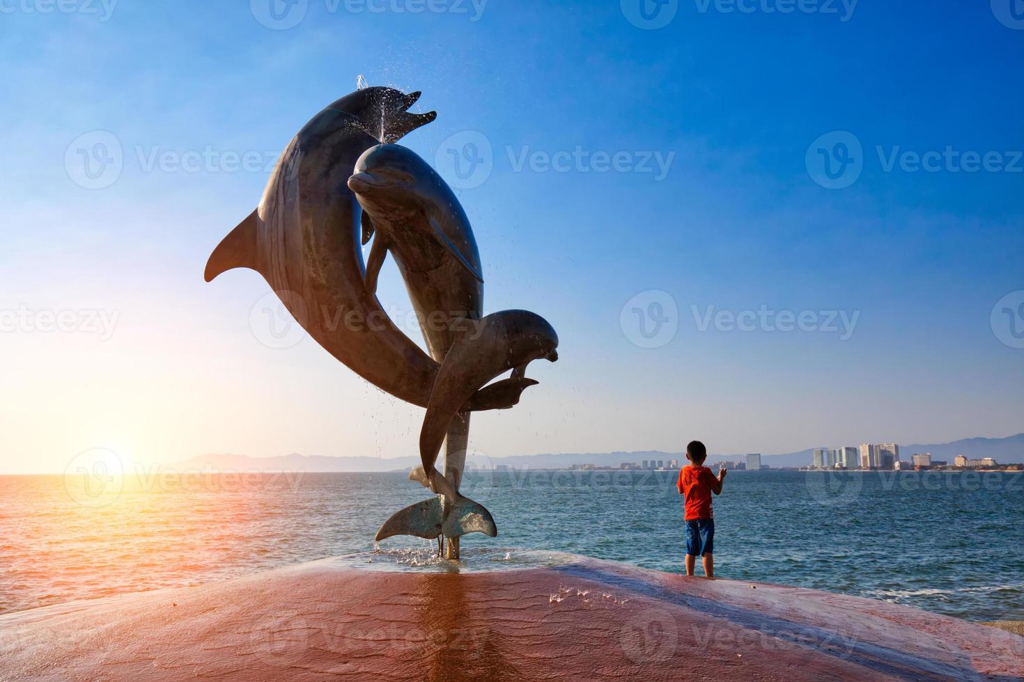 Puerto Vallarta colorful streets in historic city center near sea promenade Malecon and beaches photo