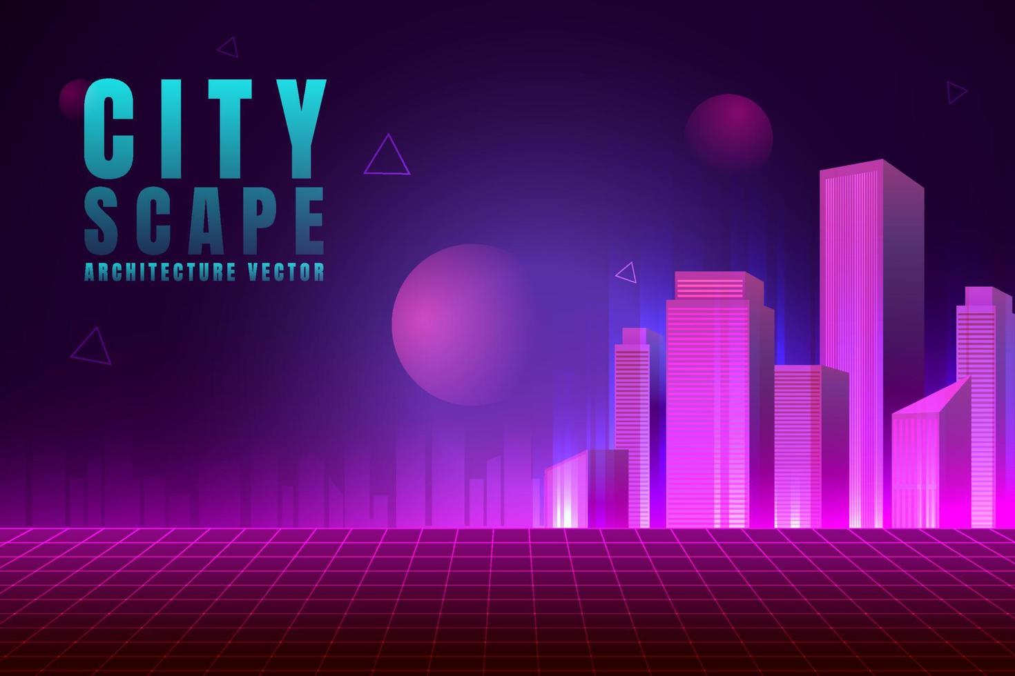 City metaverse virtual, downtown, skyscrapers cyberspace and planets. vector