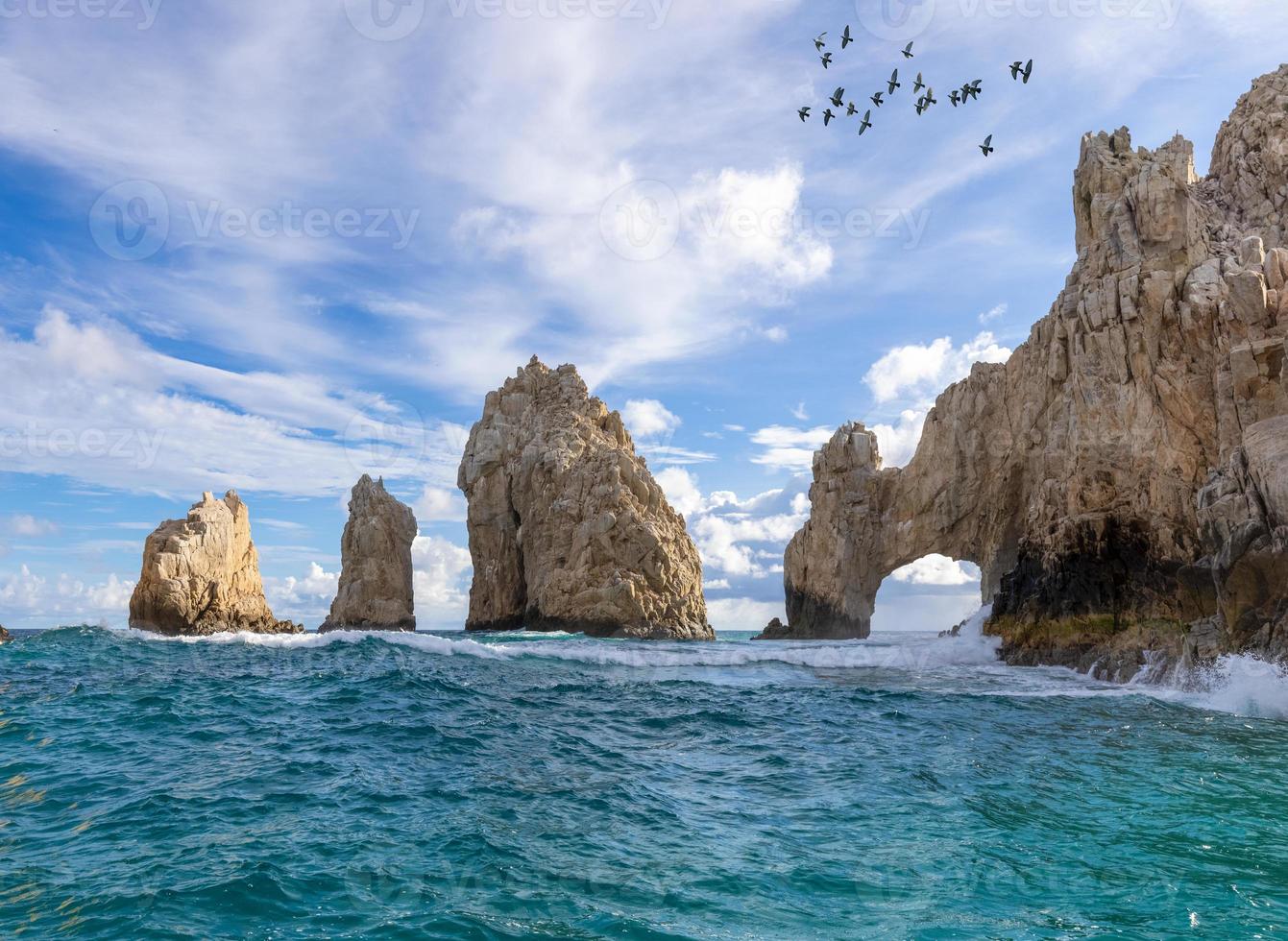Scenic landmark tourist destination Arch of Cabo San Lucas, El Arco, whale watching and snorkeling spot photo