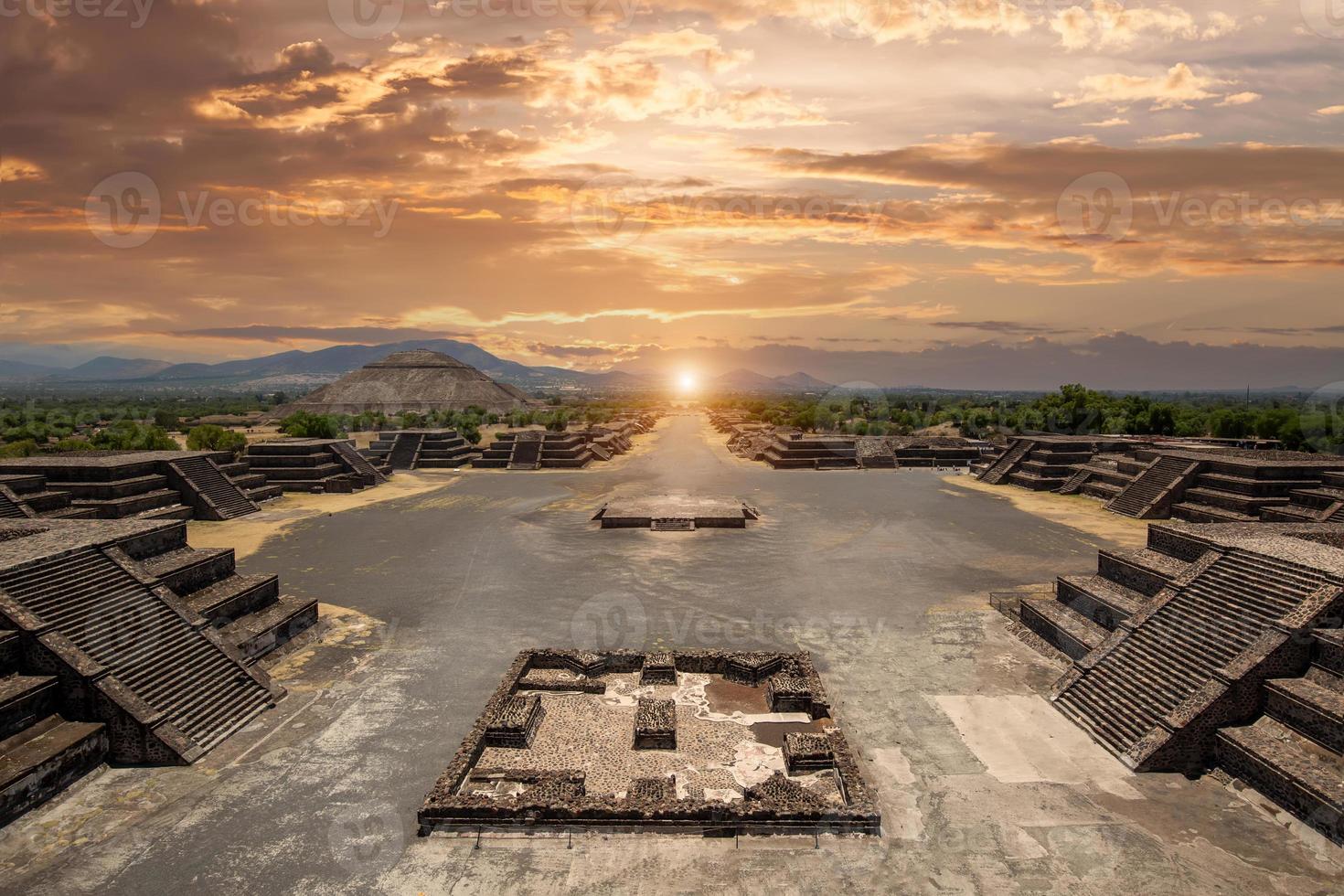 Landmark Teotihuacan pyramids complex located in Mexican Highlands and Mexico Valley close to Mexico City photo