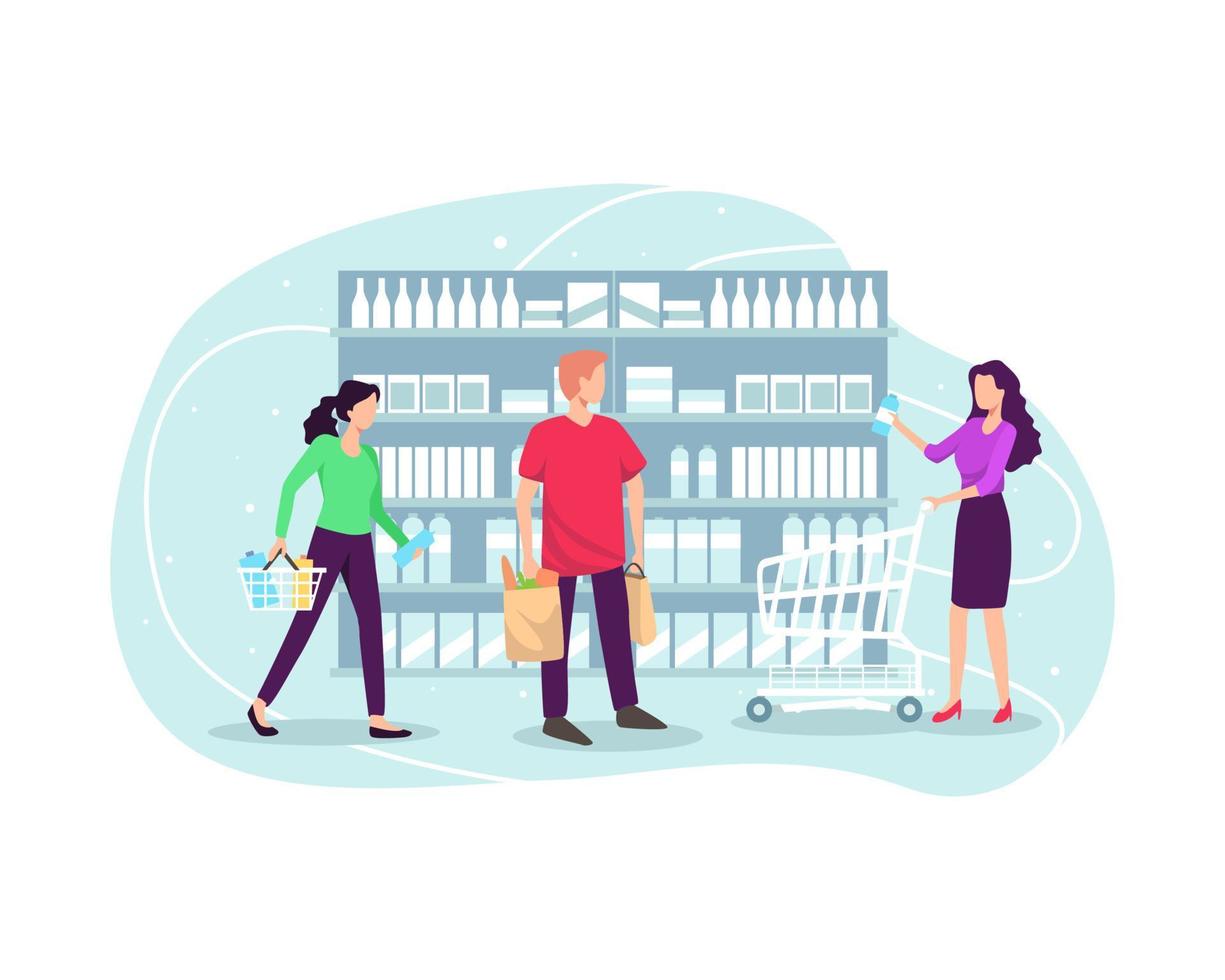 Groceries shopping illustration vector