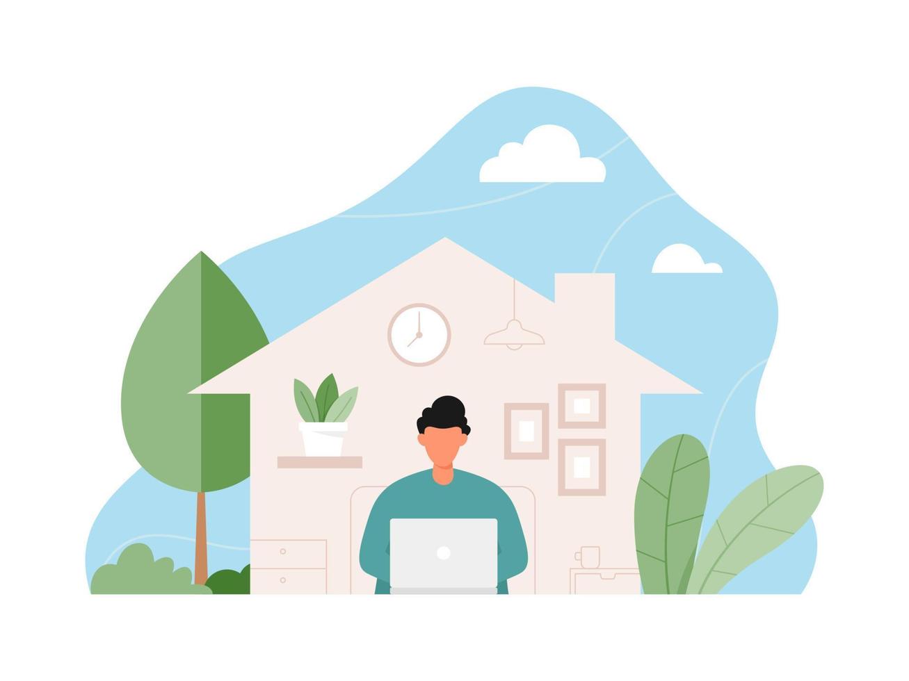 Work from home illustration vector