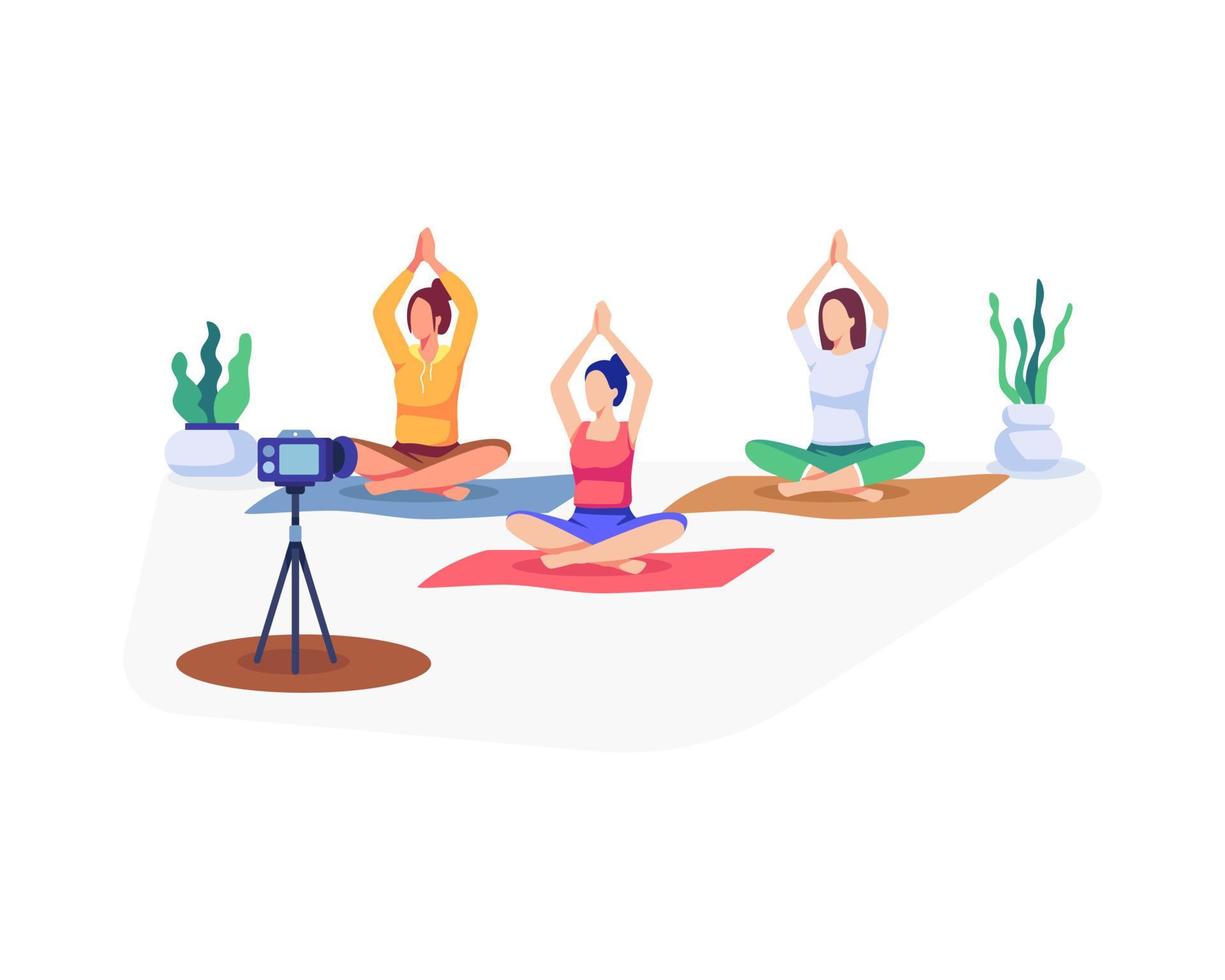 ilustración de creador de contenido de yoga fitness vector