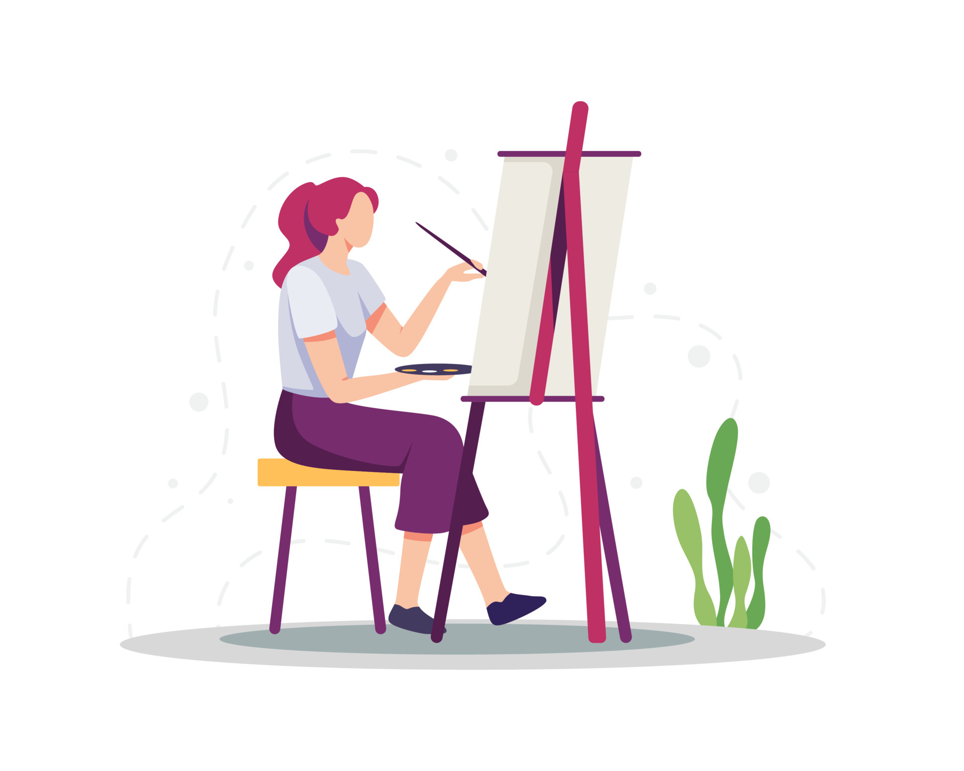 Artist painting on canvas flat illustration 6901710 Vector Art at Vecteezy