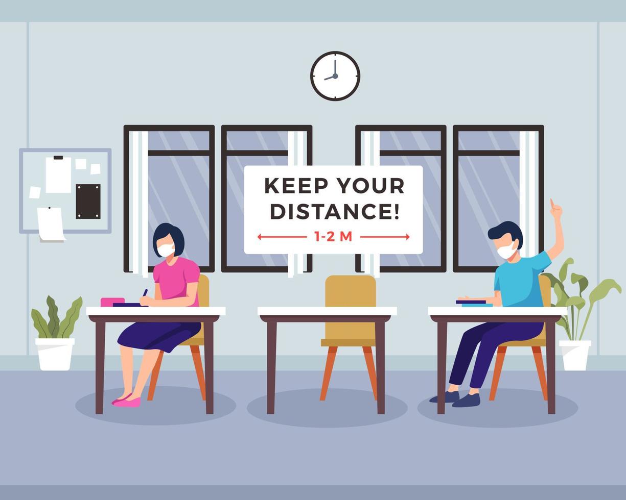 Concept of social distancing at school vector