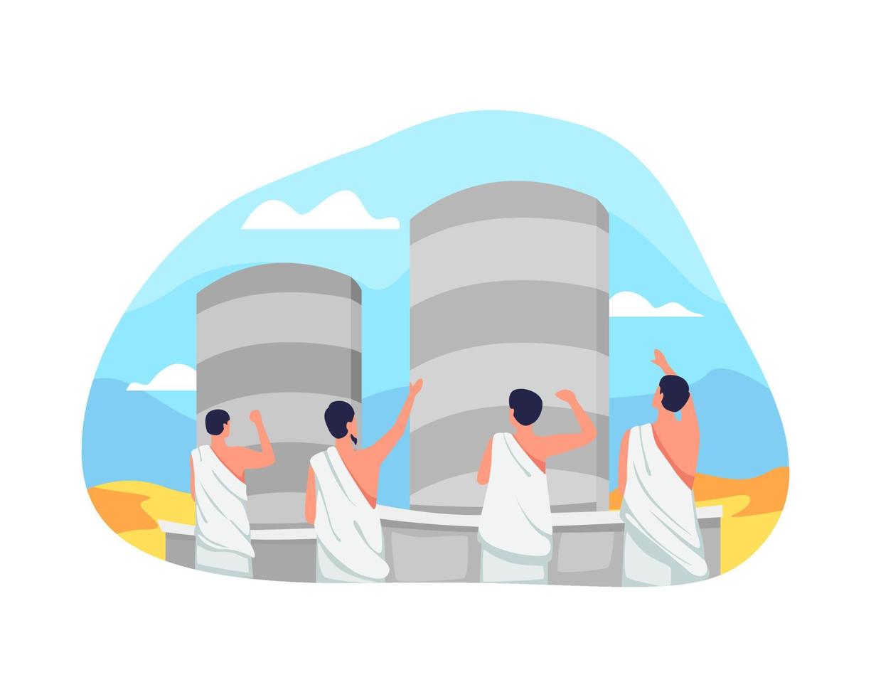 Jamarat ritual in Hajj illustration vector