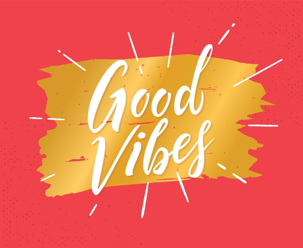 Good vibes hand drawn lettering phrase vector