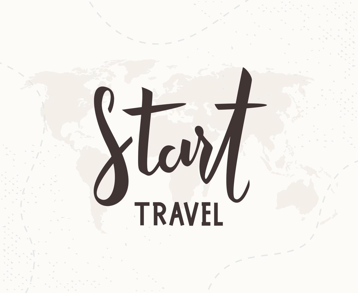 Start travel hand written lettering vector