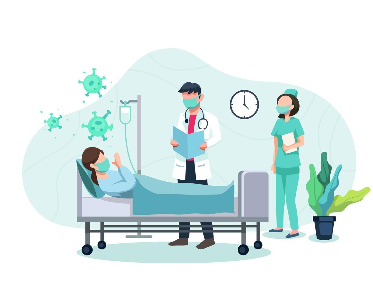 Doctorand nurse examine patient illustration vector