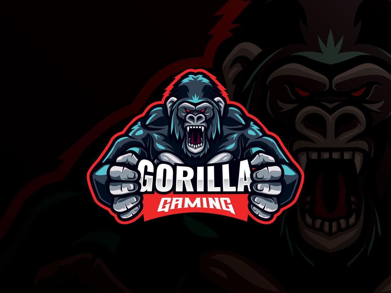 logotipo de esports de gorila enojado vector