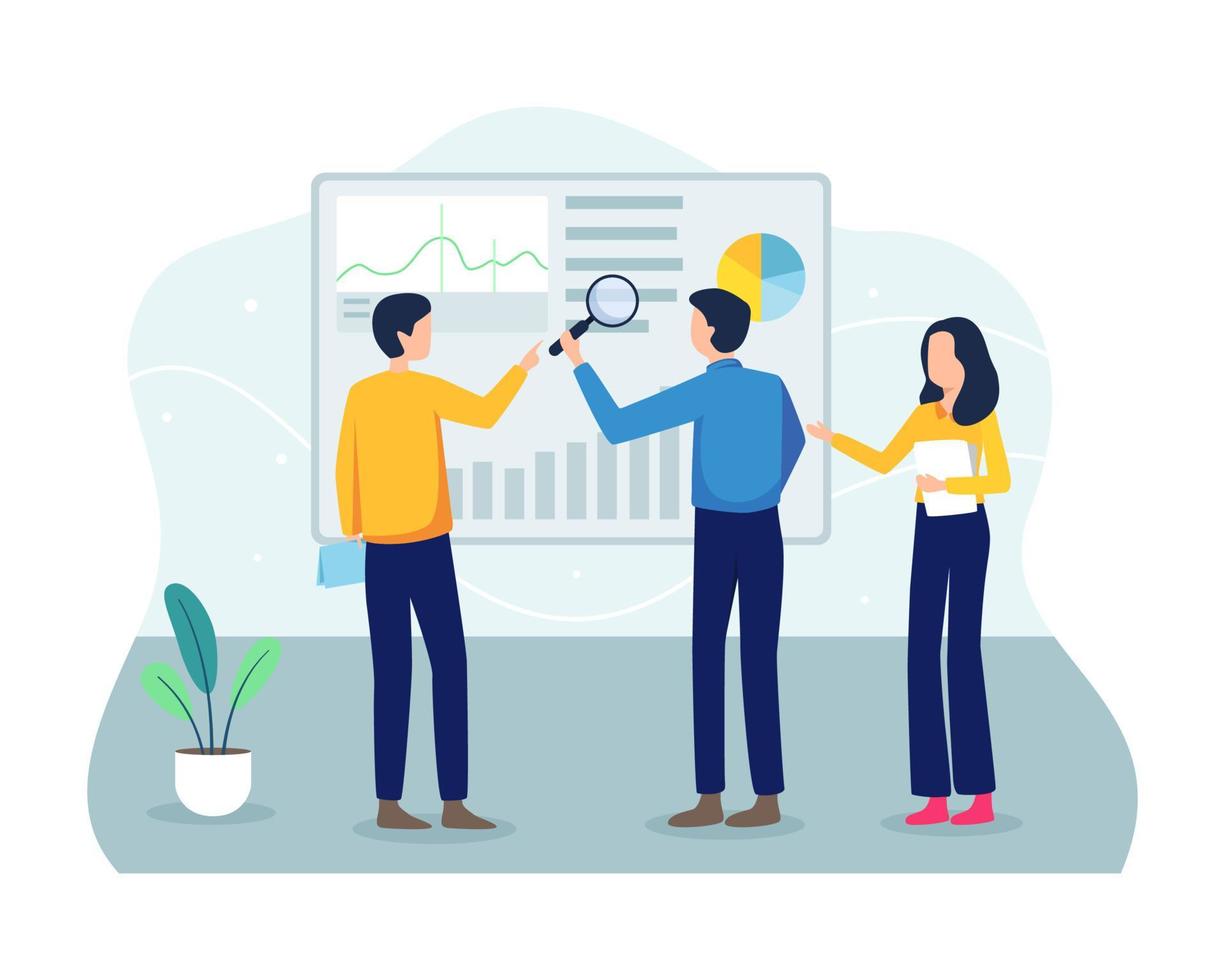 Analyze graphs and data concept illustration vector