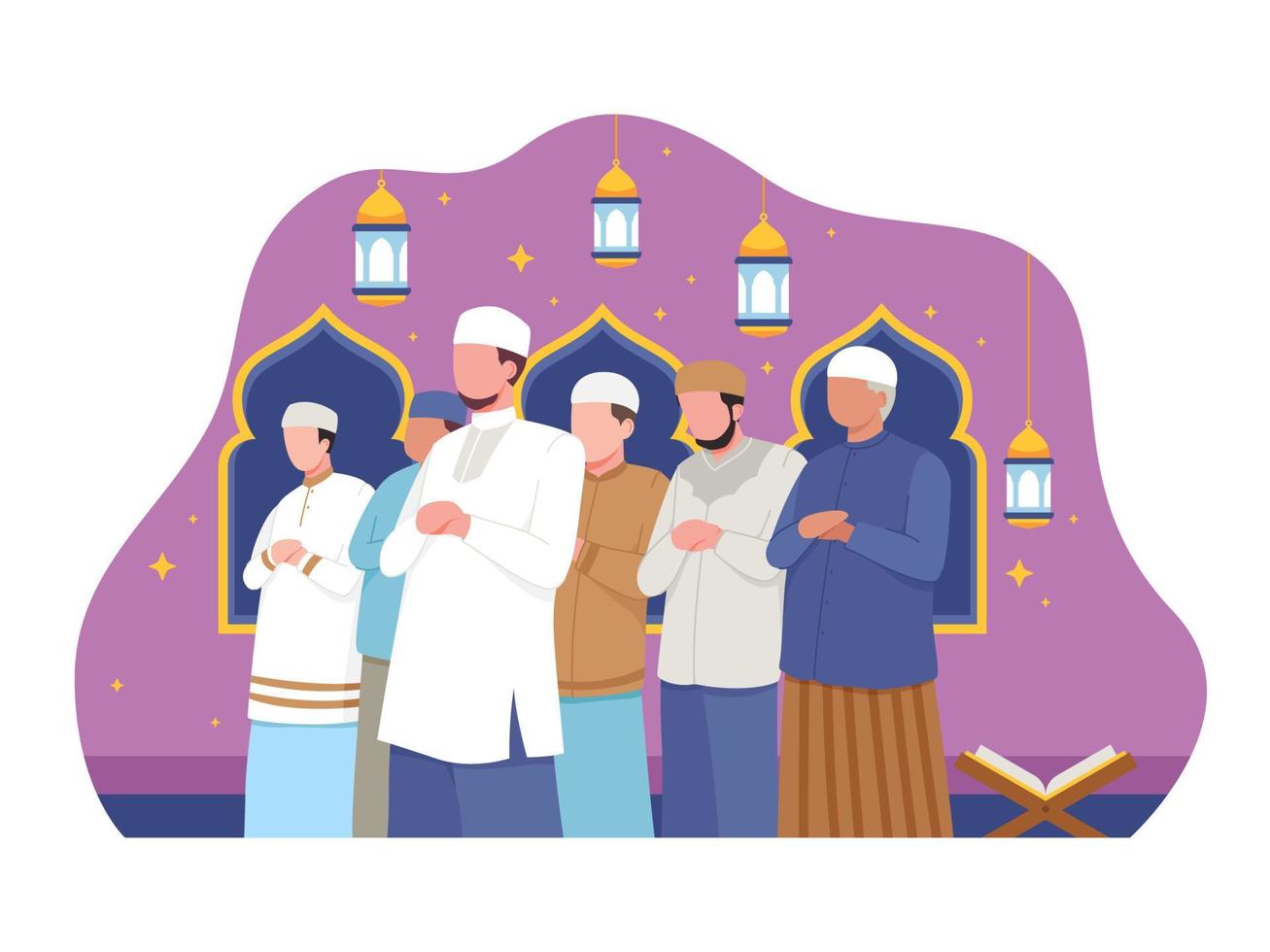 Ramadan kareem and Eid mubarak concept illustration vector