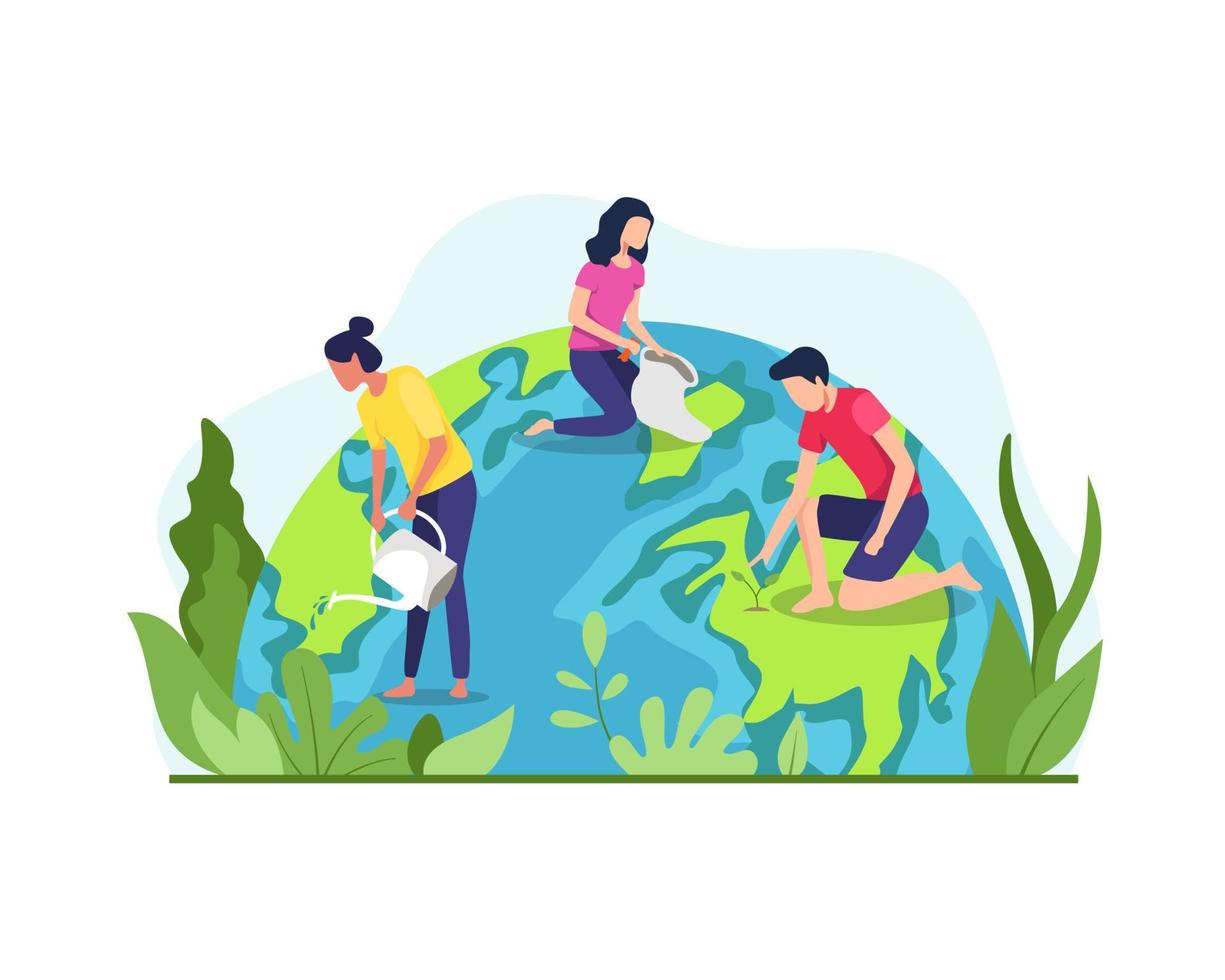 Vector illustration of Save the planet earth