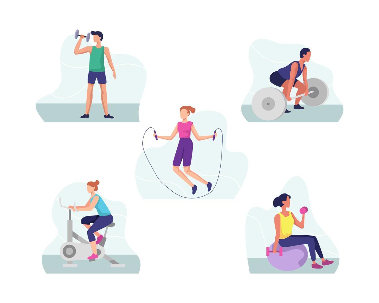 concepto de ilustración de deportes de fitness y gimnasio vector