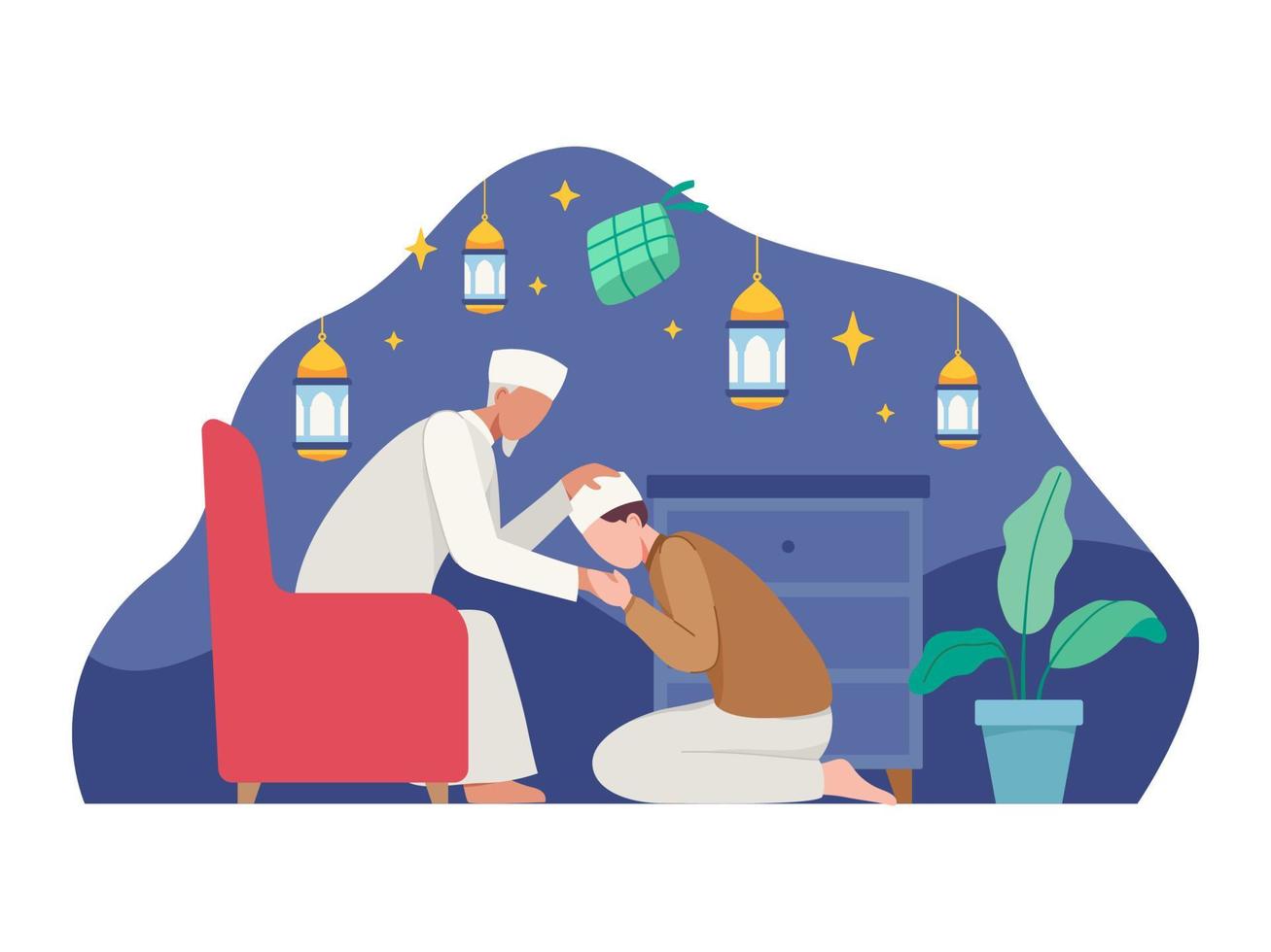 Ramadan kareem and Eid mubarak concept illustration vector