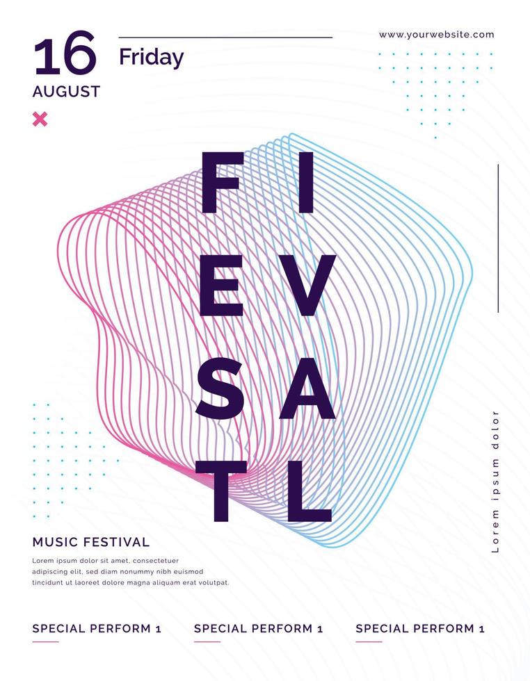 Sound flyer with abstract gradient line waves vector